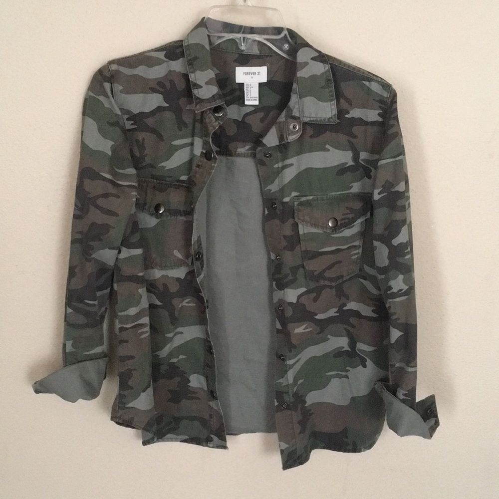 Camo button down shirt
